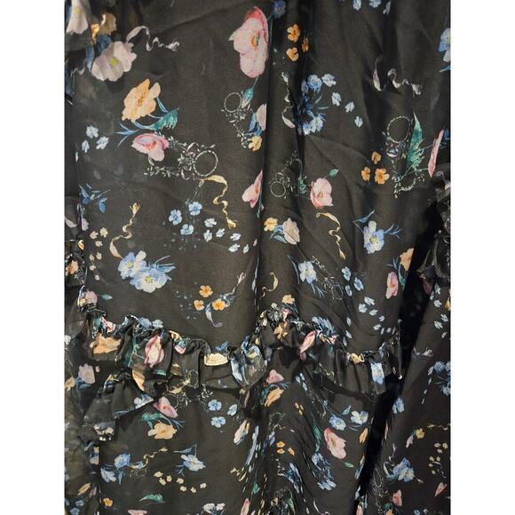 Mac Duggal Women's Floral Ruffle Gown 12 Sleeveless V-Neck Long Formal NWT - Picture 4 of 10